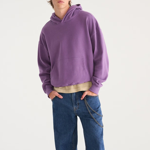Cropped Boxy Dropped‑Shoulder Fleece Pullover Hoodie
