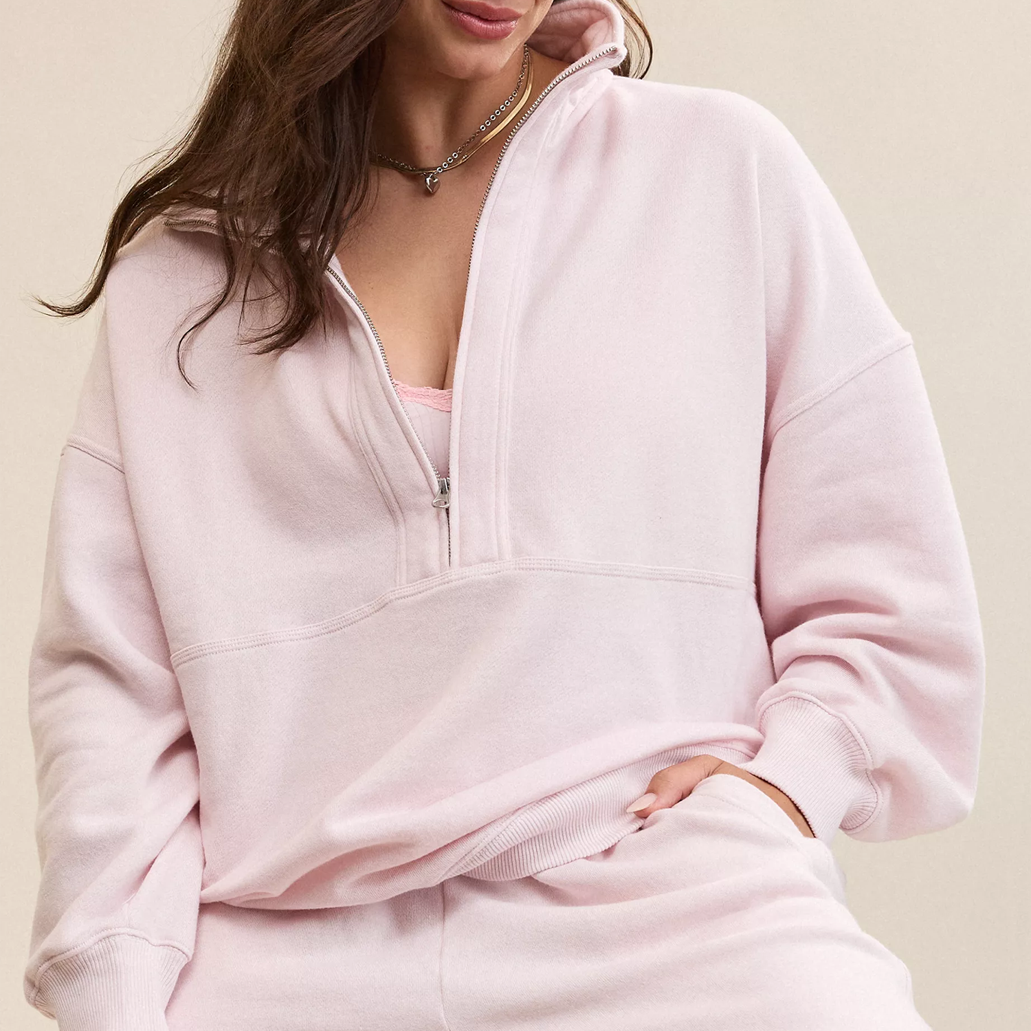 Oversized Half‑Zip Fleece Pullover Sweatshirt