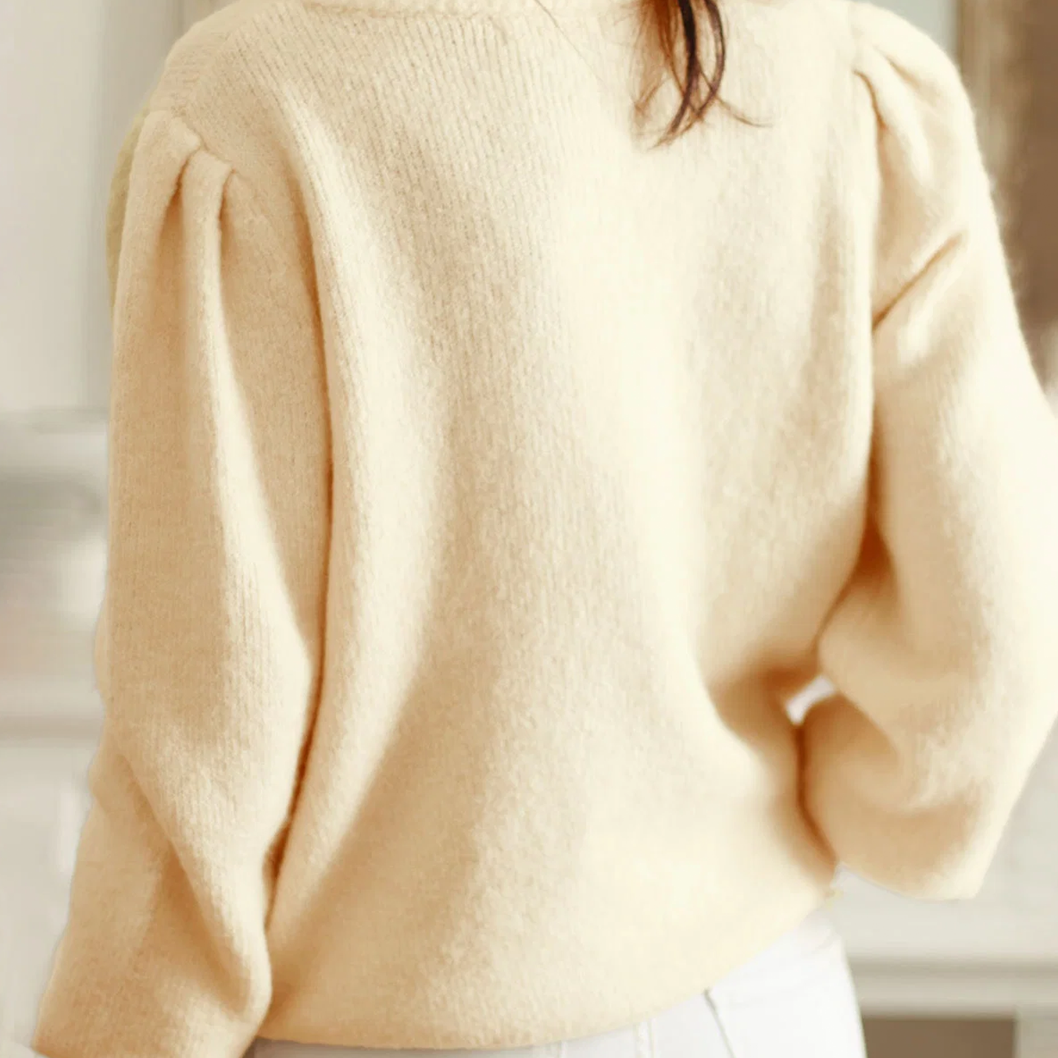 Round Neck Hip‑Length Textured Knit Button Cardigan
